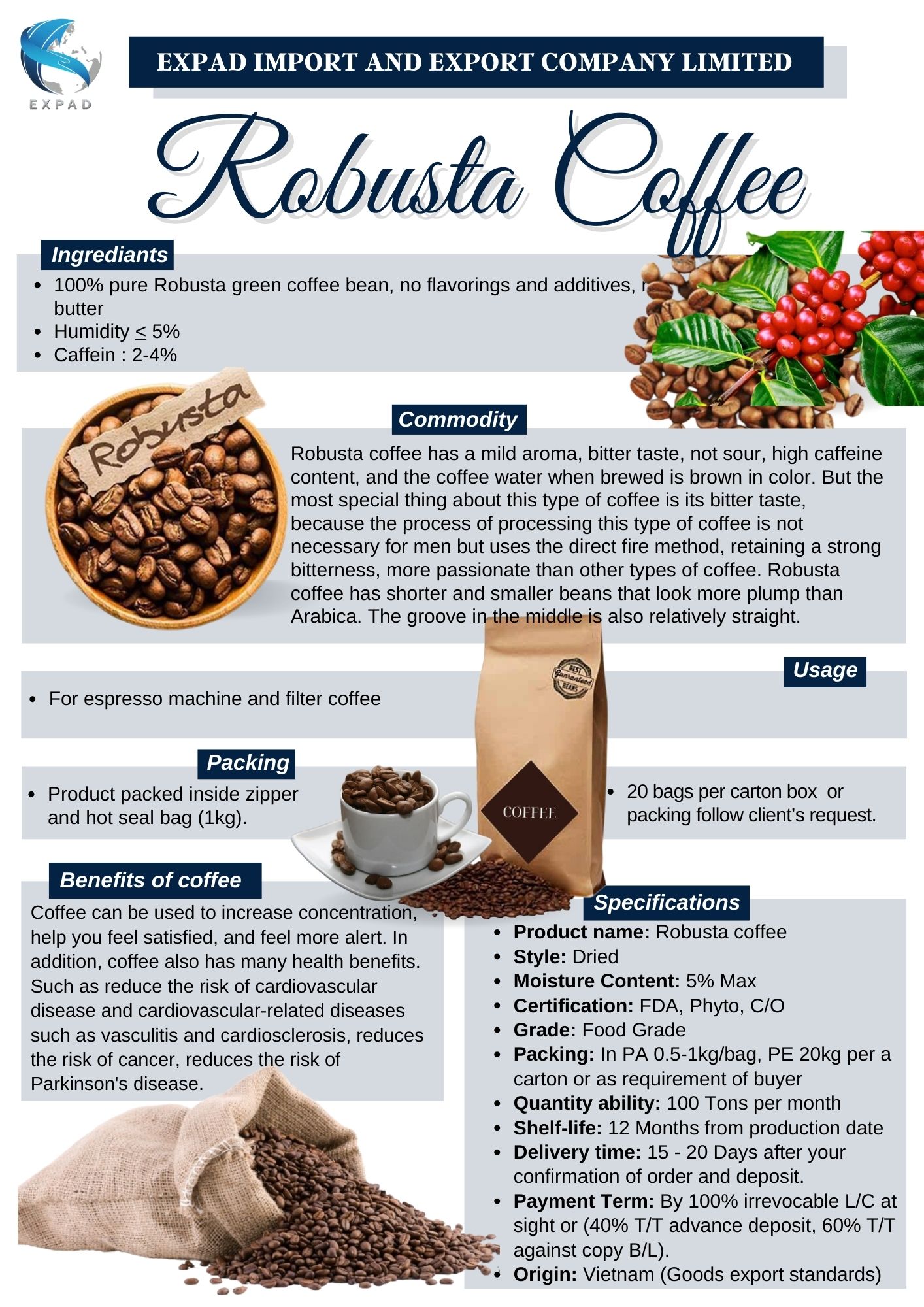 Robusta Coffee Beans Benefits